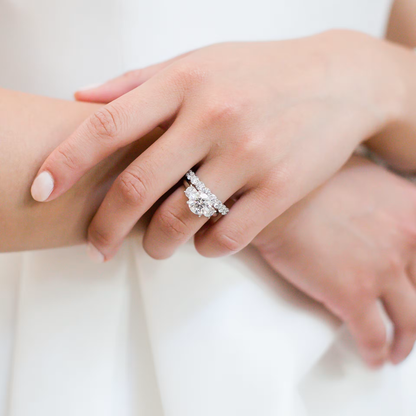 Marquise Cut Cluster Styled Lab Grown Diamond Engagement Ring