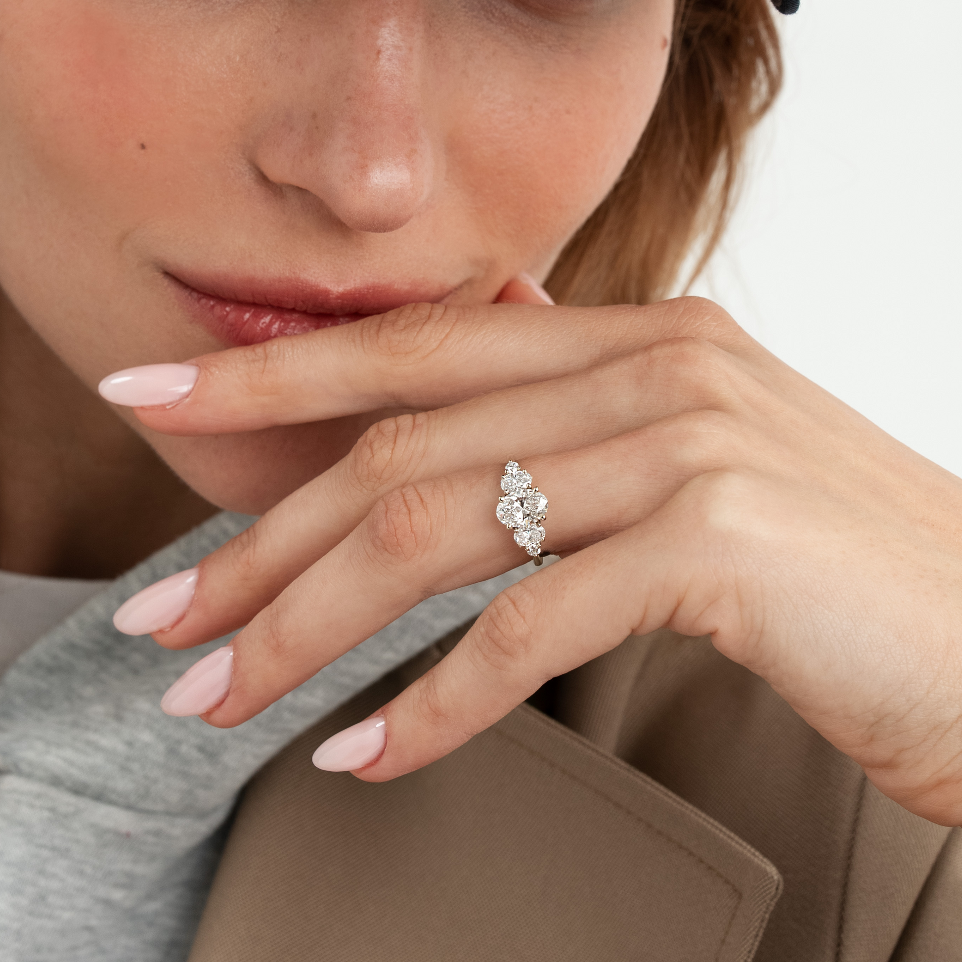 2 CT Round Three Stones Lab Grown Diamond Engagement Ring