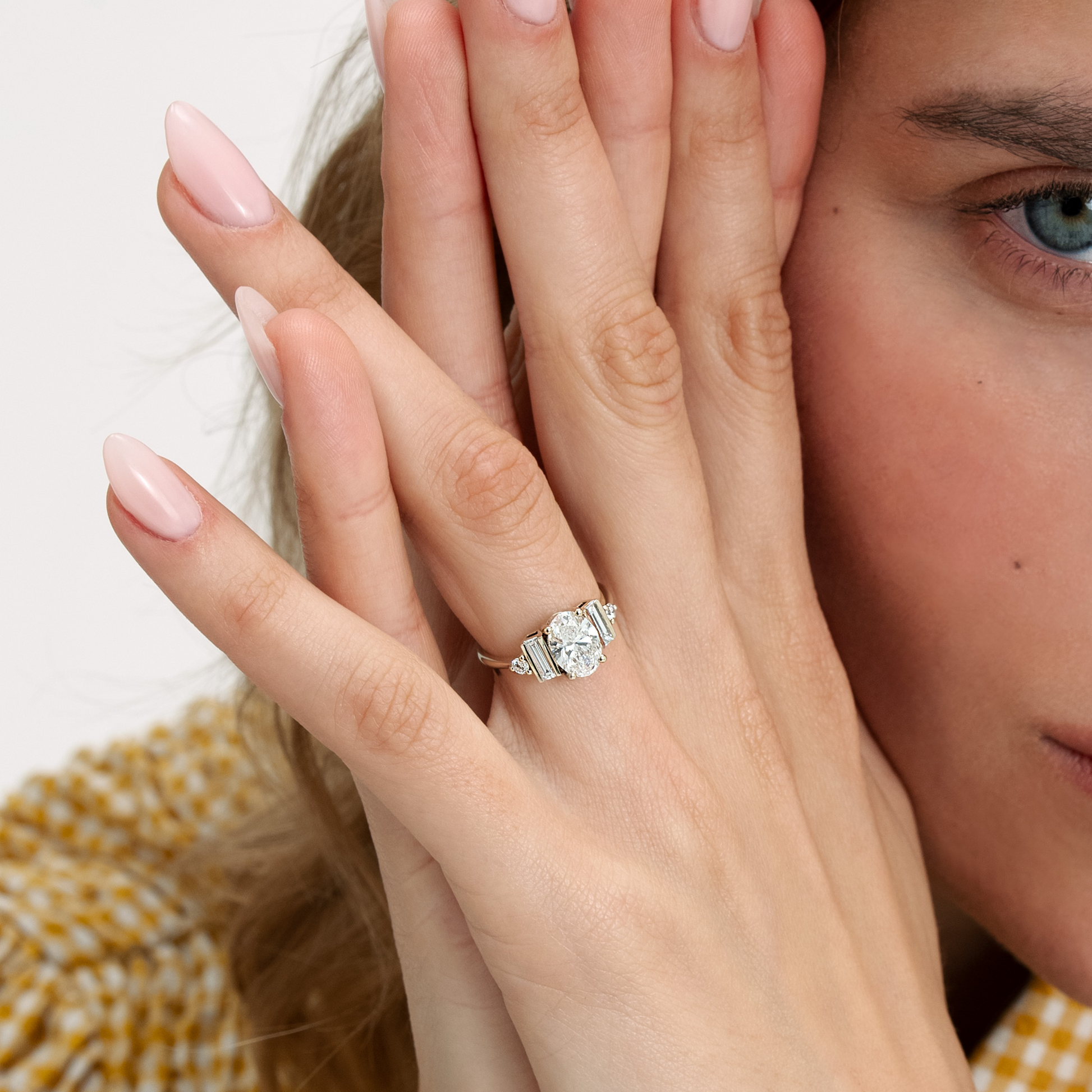 2 CT Round Three Stones Lab Grown Diamond Engagement Ring