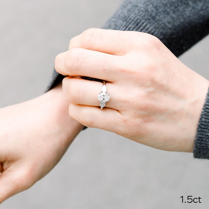 Marquise Cut Cluster Styled Lab Grown Diamond Engagement Ring