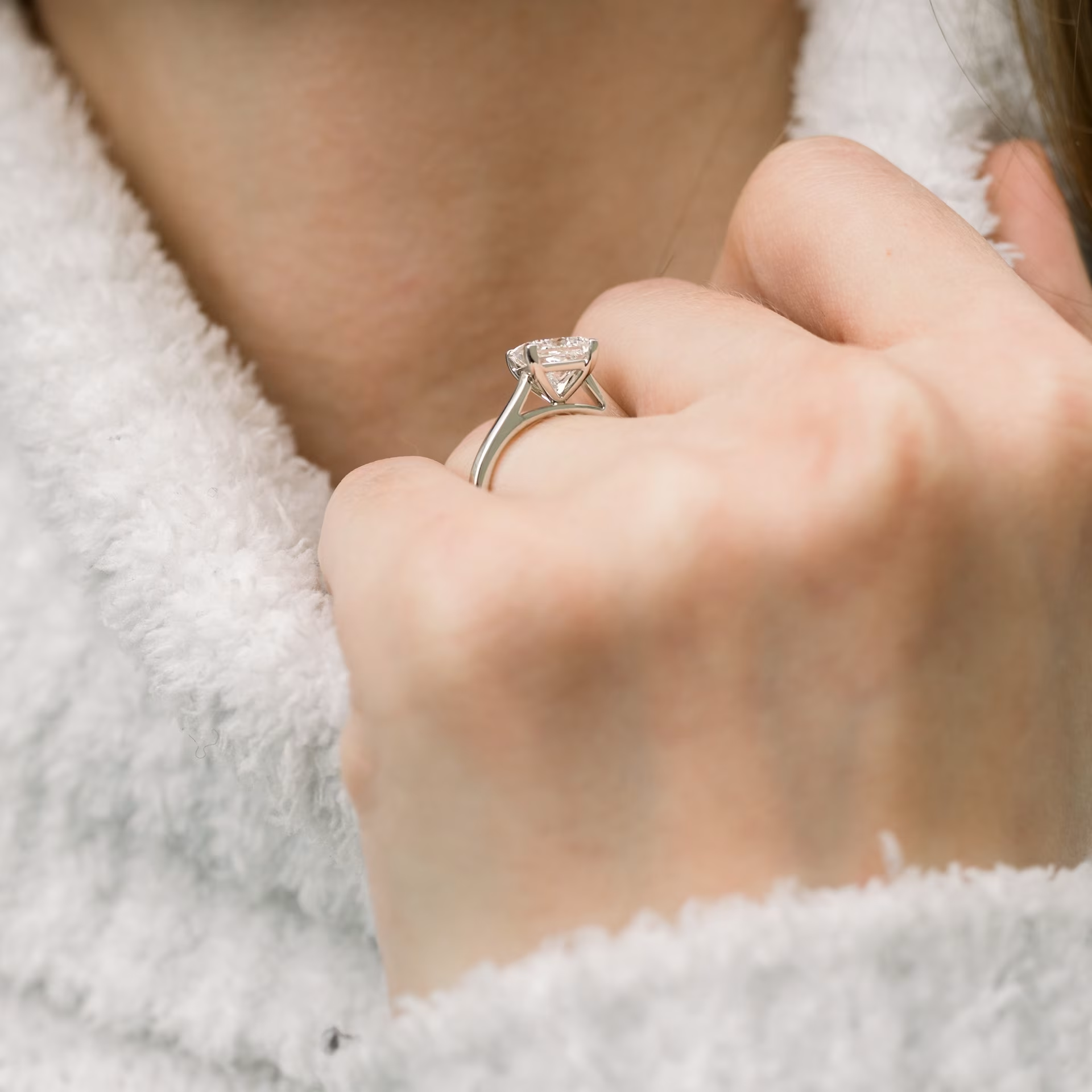 Marquise Cut Cluster Styled Lab Grown Diamond Engagement Ring
