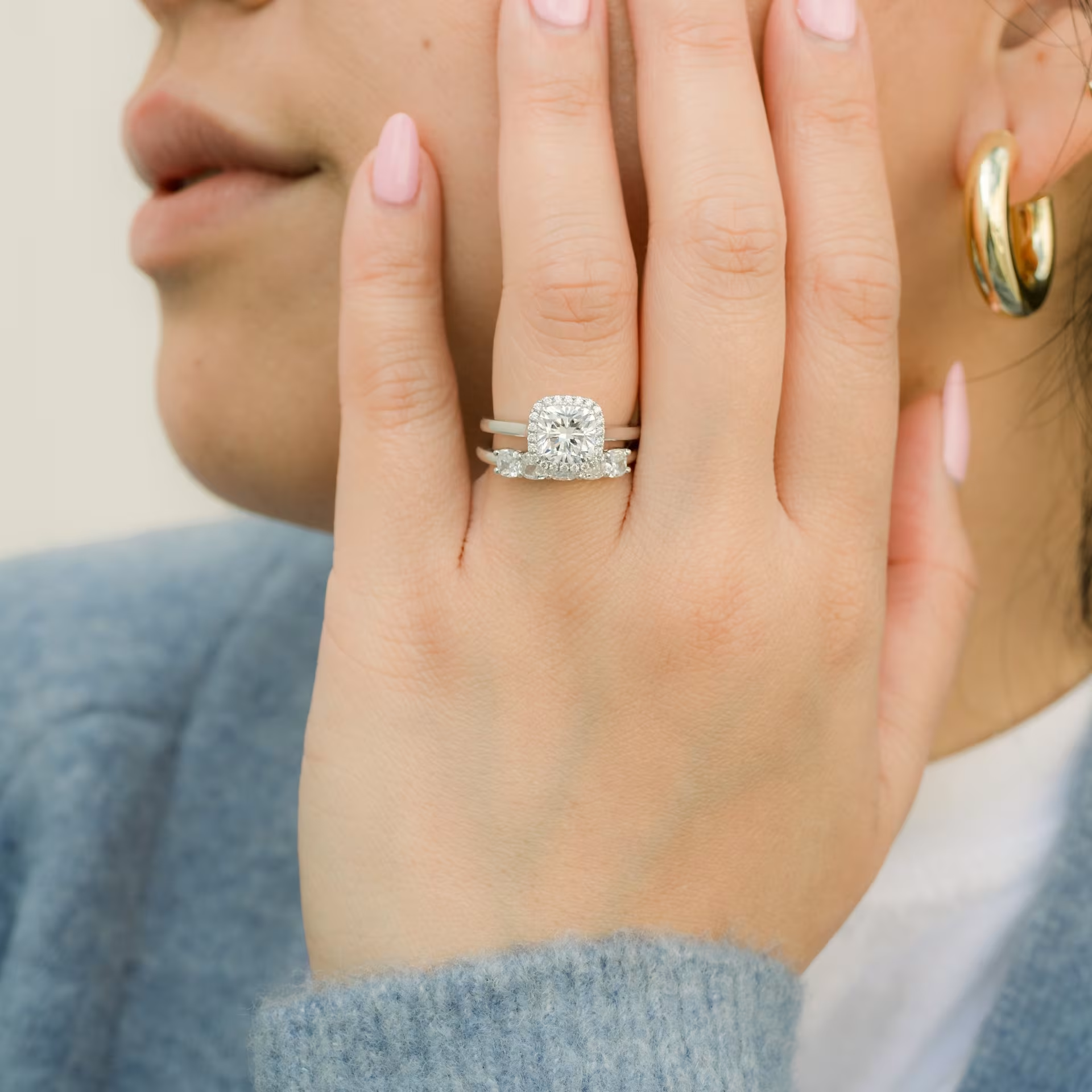 Marquise Cut Cluster Styled Lab Grown Diamond Engagement Ring