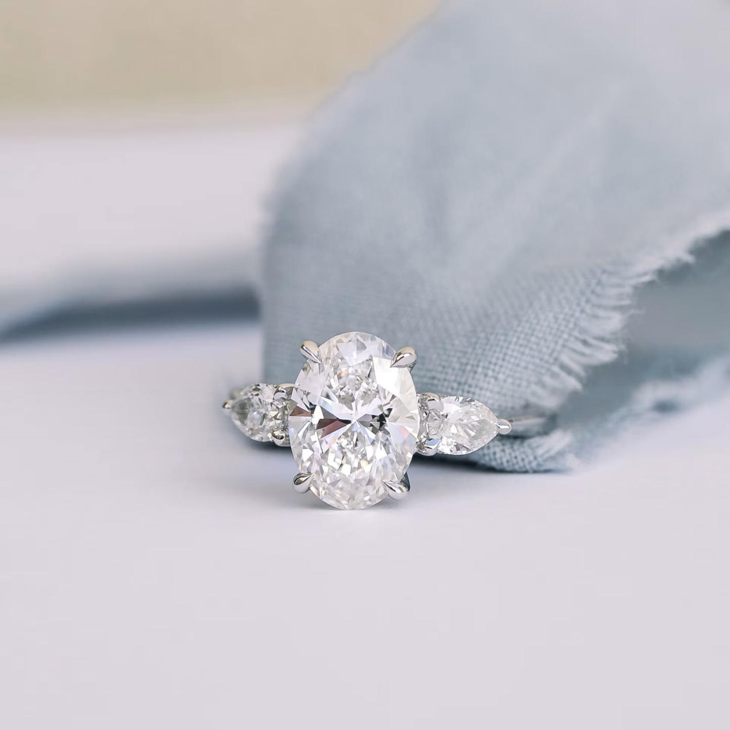 Marquise Cut Cluster Styled Lab Grown Diamond Engagement Ring