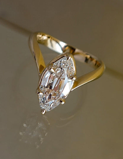 2 CT Antique Moval Lab Grown Engagement Ring