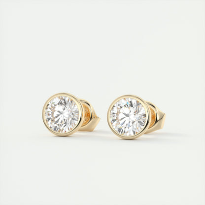 1.0 CT Round Bezel Solitaire CVD F/VS Diamond Earrings 5