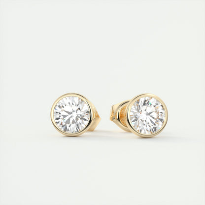 1.0 CT Round Bezel Solitaire CVD F/VS Diamond Earrings 10