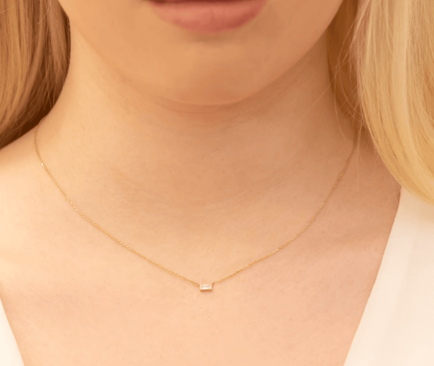 1.0 CT Round Bezel Solitaire Lab Grown Diamond Necklace